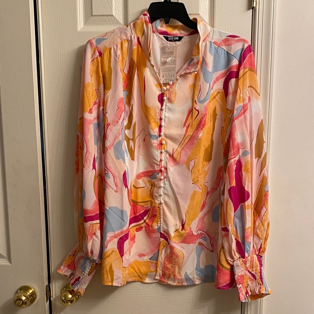 Multi-Color Abstract Print Blouse - Women